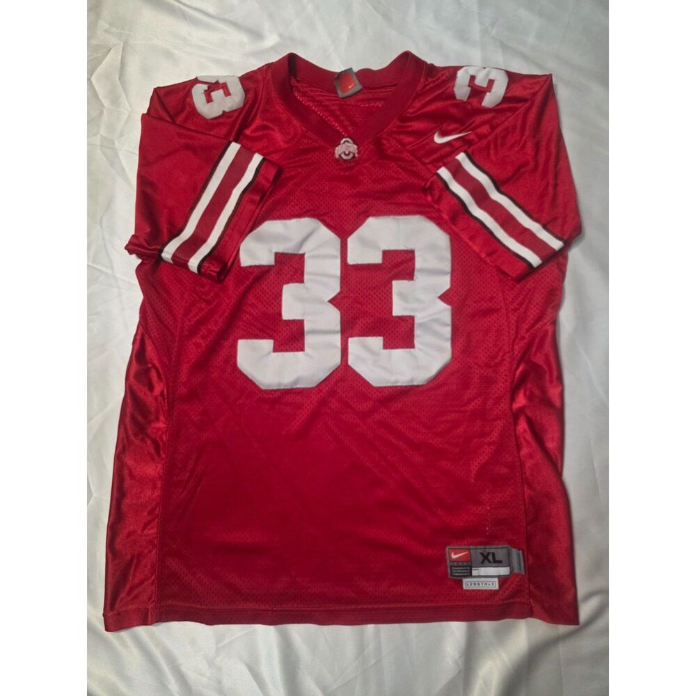 Nike Mens XL Ohio State Buckeyes Jersey #33 Red Football Team Apparel Mesh